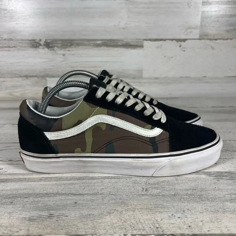 Vans‎ Mens Sneaker Shoes Skate Camouflage Old Skool Suede Black Green Size 8